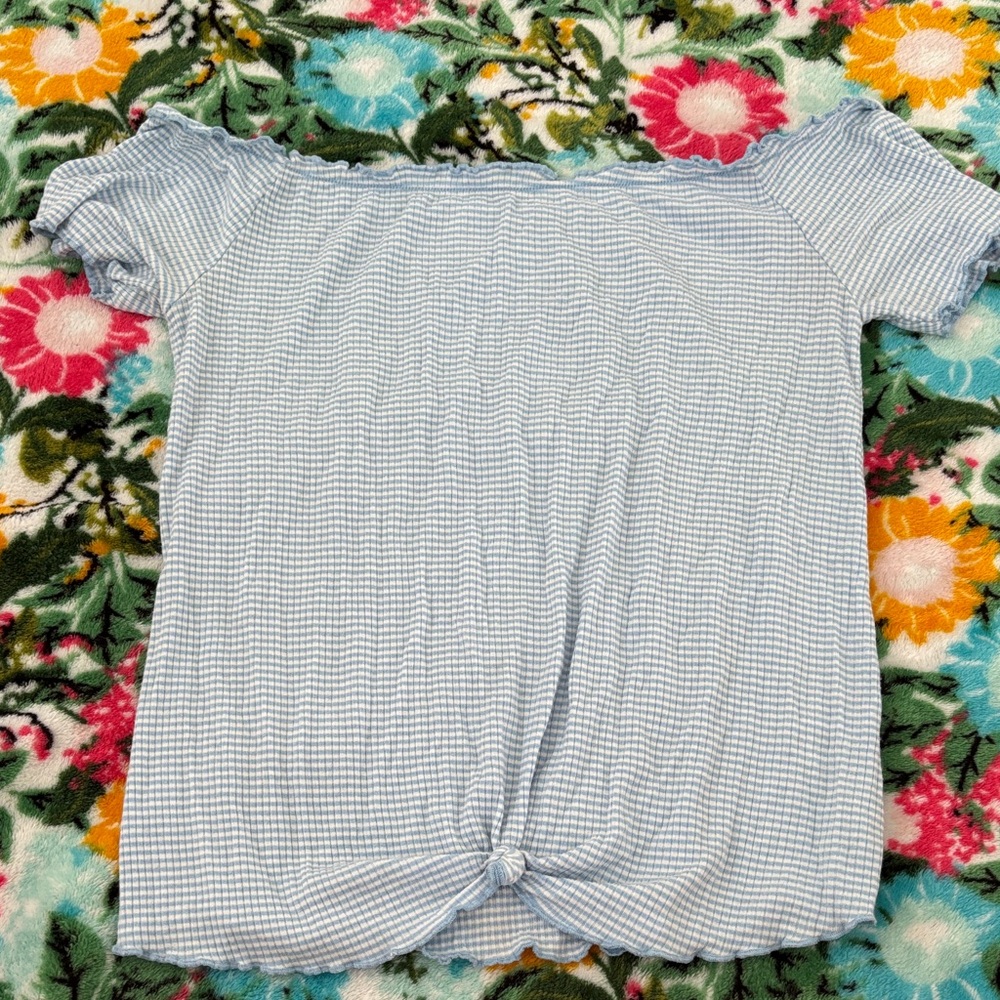 PacSun Blue Gingham Off-Shoulder Blouse